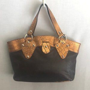 FALOR Pebble Leather Satchel Bag Purse Made in Italy